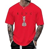 Kelxjia Men's King Chess Shirt Graphic Tees Designer Printed T Shirts for Men Urban Letter T-Shirt Streetwear