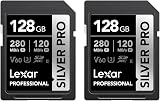 Lexar Silver Pro SD Card 2x128GB UHS-II V60 U3 C10 280MB/s Read 120MB/s Write