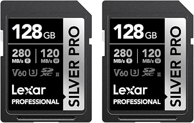 Lexar Silver Pro SD Card 2x128GB UHS-II V60 U3 C10 280MB/s Read 120MB/s Write