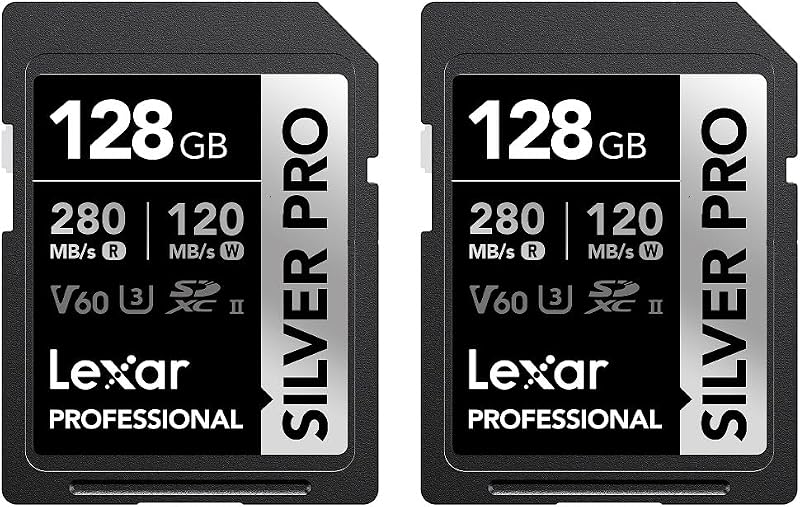 Lexar Silver Pro SD Card 2x128GB UHS-II V60 U3 C10 280MB/s Read 120MB/s Write