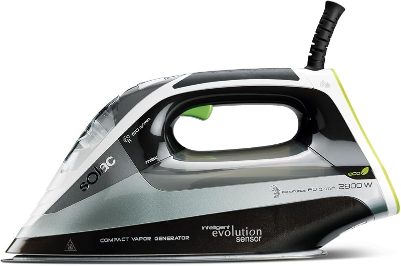 CVG9512 CVG9512-Ferro da Stiro Compatto Intelligent Evolution, elimina Virus e batteri, Eco e Turbo, Tecnologia Sensor, 2800 W, Plastica