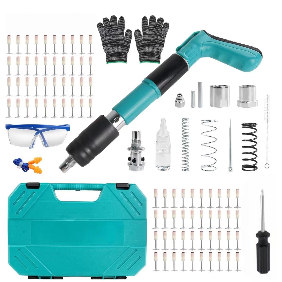 Photo 1 of **********MISSING PARTS*******
YINMAYI Manual Concrete Nail Gun Kit with 80pcs Nails, 5-Level Adjustable Steel Nail Gun, No Electricity Wall Fastening Tool for Concrete, Brick & Steel, Home Improvement DIY