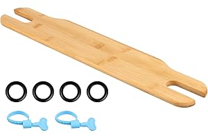 High Chair Footrest, Non-Slip Adjustable Height Natural Bamboo Wooden Baby Highchairs Pedal with Rubber Ring and Fixing Ring,