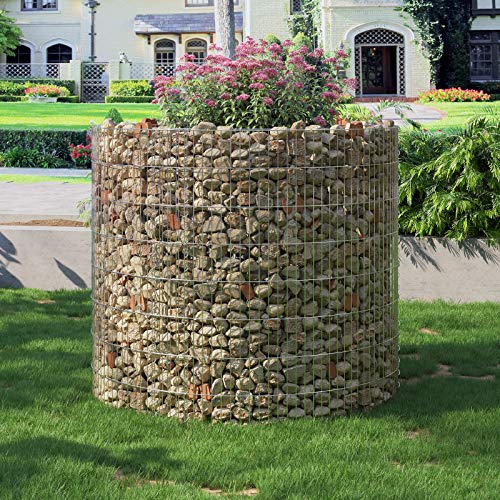 SONGMICS Gabione, runde Ziergabione, Steingabione aus Metall, Steinkorb, 2,5 x 10 cm engmaschiges Gitter, Drahtzaun aus… – Bild 7