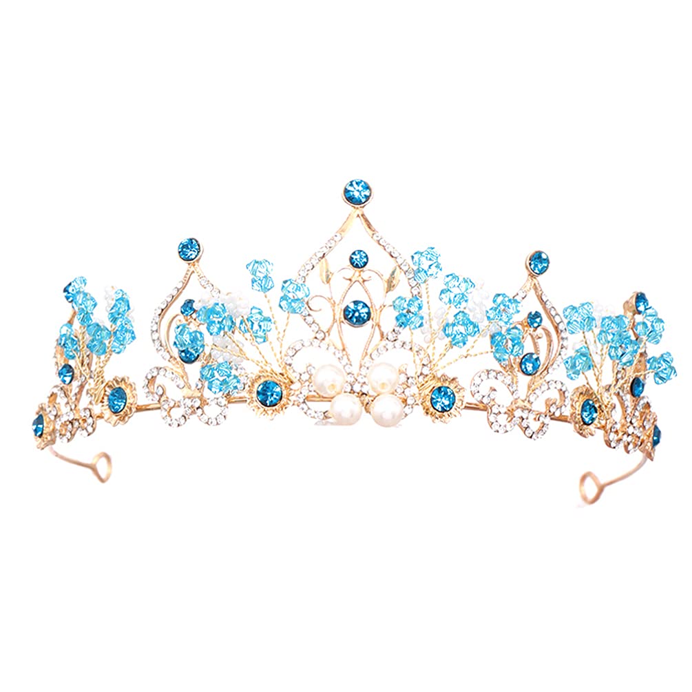 FRCOLOR Little Girl Tiara Headdress Elegant Princess Crown Hair Accessories for Party Stage and Daily Wear Lightweight 13.6 Inch Rhinestone Girls Hair Jewelry