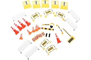 Wakauto Miniature Traffic Barricade and Road Signs Toy with Plastic Material for Children Playtime