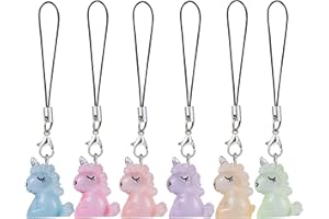 LEGENTLISUR 6Pcs 3D Unicorn Phone Charms Cute Resin Cell Phone Strap for Bag Camera Keychain Wallet Pendants Decor
