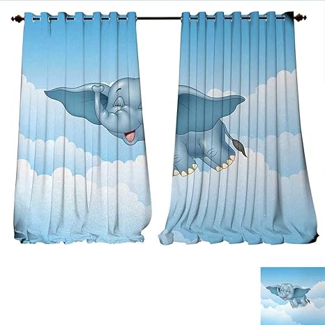 Amazon 防水ウィンドウカーテン かわいい動物のサーフィン 海と熱帯のヤシの木 イラスト プリント 遮光ドレープ 寝室用 スカイブルーとブラウン W96 X L108 245cm X 274cm カーテン オンライン通販