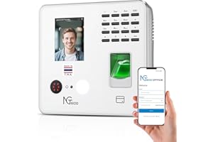 NGTeco Time Clock Cloud-Based, 4-in-1 Time Clocks for Employees Small Business, 2.4GHz WiFi Remote Control Clock in and Out Machine with Software & App, 10 IC Cards, 0 Monthly Fee