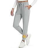 MAGCOMSEN Women's Fleece Lined Joggers Waterproof Thermal Winter Sweatpants Insulated Hiking Running Snow Pants Pockets