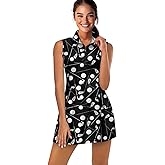 Biyejit Women's Tennis Golf Dresses Zip Up Workout Athletic Sleeveless Dress with Shorts and Pocket Pickleball Outfits