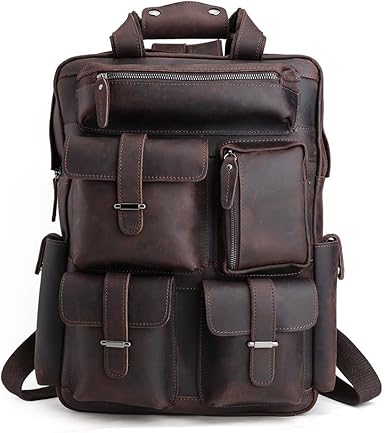 leather camping backpack