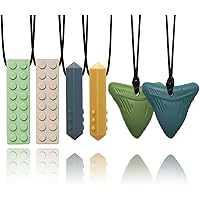 Chew Necklaces for Sensory Kids Boys, 6 Pack Chewy Necklace Sensory Toys for Kids with Autism, ADHD, SPD, Chewing, Silicone C