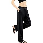 ANLIQI Women Pajama Pants Bamboo Rayon Comfy Lounge Pants Drawstring Pj Bottoms Loose Wide Leg Yoga Sweatpants with Pockets