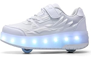 Yogeeft Kids Shoes with Double Wheels - Upgraded Kids Roller Shoes for Gifts, Retractable Wheels Skateboarding Shoes for Kids Sneakers Light Up Rechargeable for Birthday Party Gift
