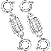 925 Silver Magnetic Necklace Clasps, Magnetic Necklace Clasps and Closures for Bracelet Necklace Extender (2pcs Silver)