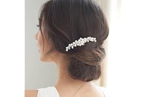 Brishow Crystal Bride Wedding Hair Comb Bridal Hair Pieces Pearl Hair Accessories for Women and Girls (Silver)