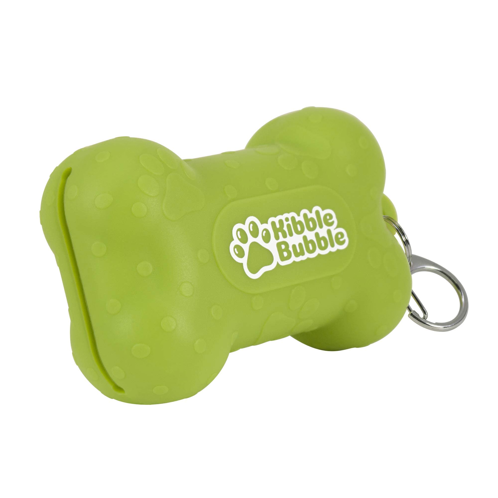 Kibble Bubble Dog Treat Pouch,Silicone Small Training Bag,Portable Outdoor Waterproof Pet Snack Bag, Bone Green