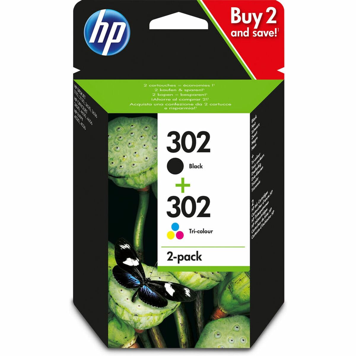 HP 302 Black & Colour Ink Cartridge Combo Pack - X4D37AE