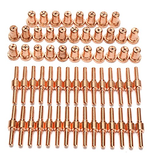 CoCocina 60pcs Consumables Extended Long Tip Electrodes and Nozzles for PT31 LG40 40A Air Plasma Cutter