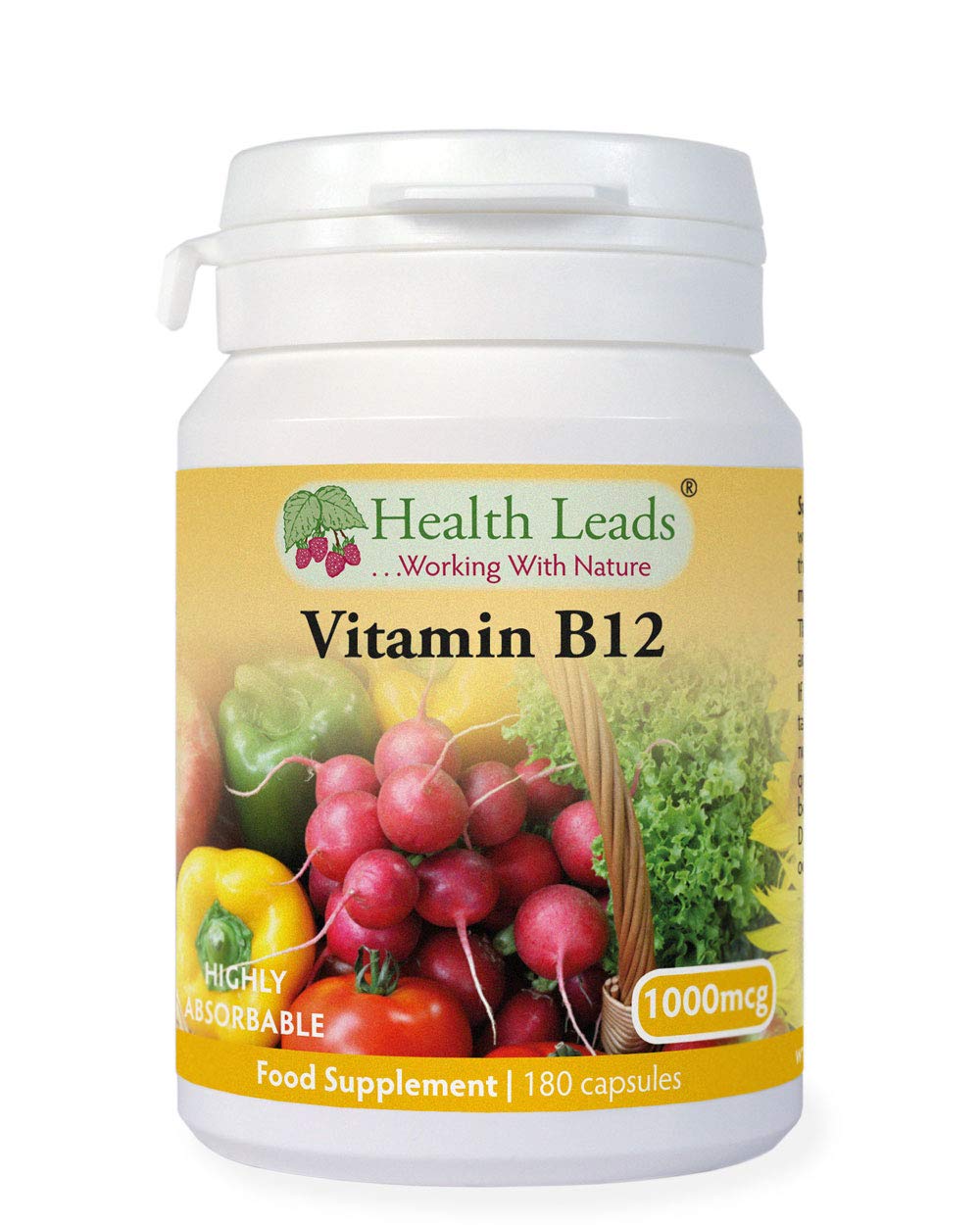 Vitamin B12 Methylcobalamin 1000µg 180 Capsules, Magnesium Stearate Free & No Nasties, B12 contributes to the Reduction of Tiredness and Fatigue, Normal Function of the Immune System, Made in Wales