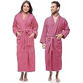 100% Cotton Shawl Collar Bathrobe for Women & Men – Terry Cloth, Lightweight Plush Long Spa & Hotel Luxury Robe