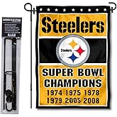 Pittsburgh Steelers 6 Time Champions Garden Flag and Pole Stand Holder
