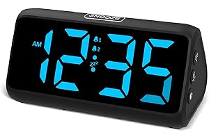 Netzu Digital Alarm Clocks for Bedrooms, Loud Alarm Clock with Dual Alarms, Bold Digits, 5 Dimmers, 4 Volumes, Snooze, Bedside Clock for Deep Sleepers Kids Teens Seniors, Plug in Clock, Easy to Set