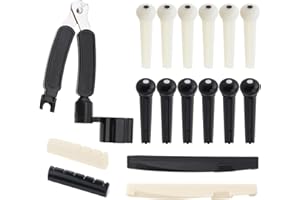 REMAGIC Guitar Bridge Pins 17pcs, Endpin for Acoustic Guitar 6 Strings Guitar Saddle Nut With 3-In-1 Pin Puller Remover, Guitar Bridge Pins String Pegs and String Winder And Cutter Guitar Parts Accessories