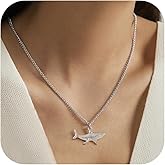 Nojess Gold Shark Necklace for Women 18K Gold Plated Shark Pendant Necklace Stainless Steel Ocean Anima Fish Necklaces Minimalist Jewelry