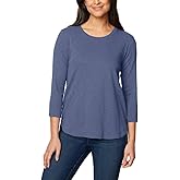 KIRKLAND Signature Women's 3/4 Sleeve Boatneck Cotton Slub Tee Shirt