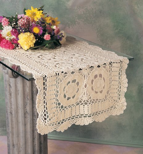 Fennco styles handmade crochet lace cotton rectangular table runn…