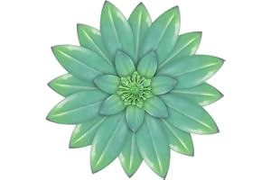 Aboxoo Metal Flower Grass Green Flower Art Wall Sculptures Vintage Art Hanging Ornaments Wall Decor for Bathroom Living Room Bedroom or Porch Patio Fence 10inch (Green)…