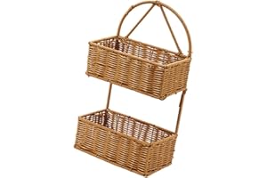 Leefasy Imitation Rattan Wall Mounted Basket Sundries Storage Organizer Woven Hanging Basket for Indoor Outdoor Plants Garden