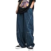 Mens Teen Boys Super Baggy Jeans Mid Rise Wide Leg Hip Hop Skater Jeans Casual Loose Denim Pants Streetwear