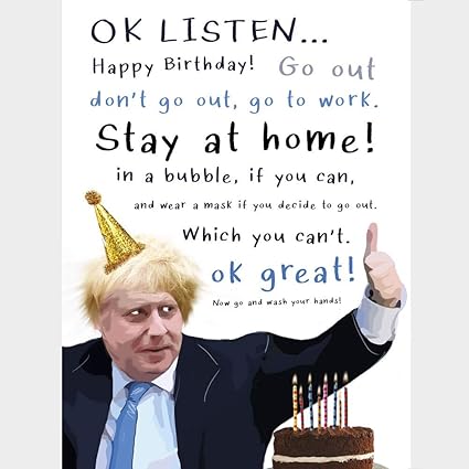 Social Distancing Boris Johnson Birthday Card Stay At Home But Go Out Amazon Co Uk Office Products