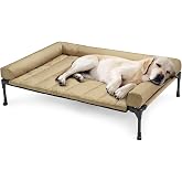 Veehoo Outdoor Elevated Dog Bed with Waterproof Bolster Cushion, Cooling | Raised Dog Bed with Removable & Washable Mat Toppe