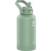 Takeya Actives Water Bottle with Straw Lid - Durable & Easy-Care Water Bottle with Stainless Steel Insulation - BPA-Free Lid with Carry Handle & Straw - Dishwasher-Safe - 64 oz, Cucumber