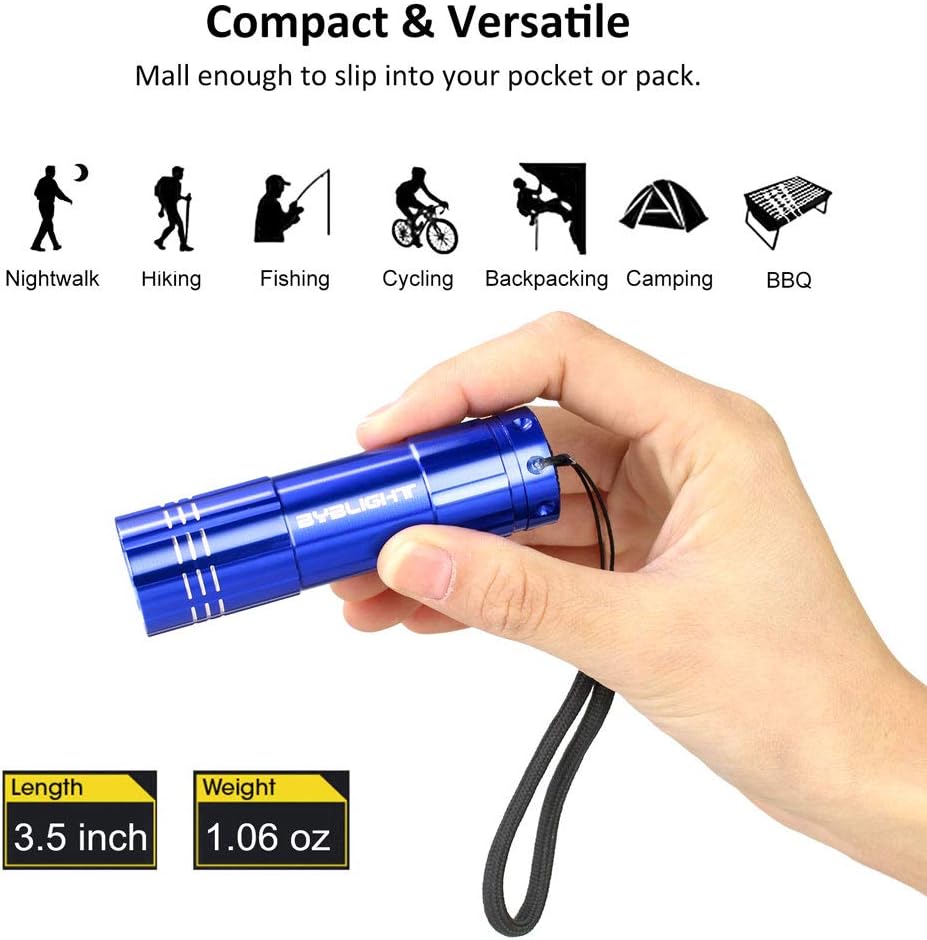 BYB Pack of 4, Super Bright 9 LED Mini Aluminum Flashlight with Lanyard, Assorted Colors, Batteries Not Included, Best Tools for Camping, Hiking, Hunting, Backpacking, Fishing, BBQ and EDC: Sports & Outdoors