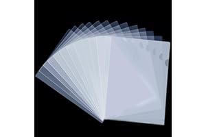 50 Pcs L-Type Clear Paper Folder, A4 Plastic Document Holder for US Letter/ A4 Size File Folders for File Storage Paper Organ