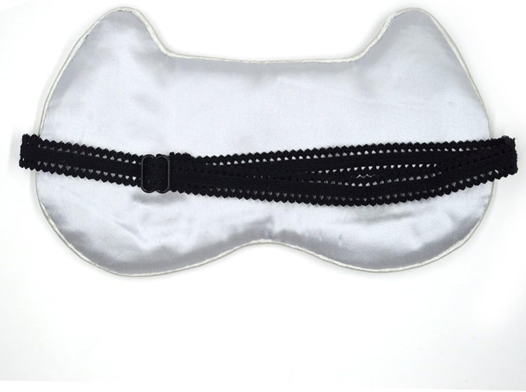 Millya Silk Animal Sleep Eye Mask Cartoon Cat Night Eyeshade Sleeping Blindfold, White, 11*19 cm - Image 4