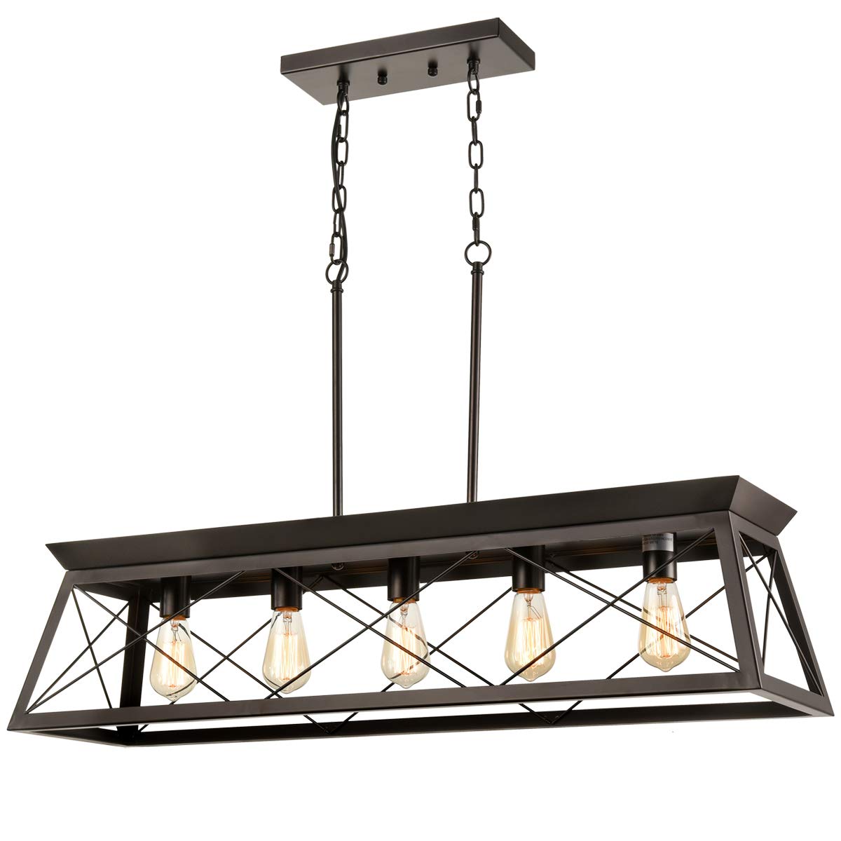 DANSEER Industrial 5 Lights Kitchen Island Lighting Dining Room Linear Chandelier