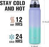 OLDLEY 1L Stainless Steel Water Bottle with 3 Lids Purple Green Leakproof view 3