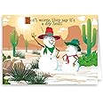 Dry Heat Western Snowman - Tarjeta de felicitación navideña (18 tarjetas navideñas)