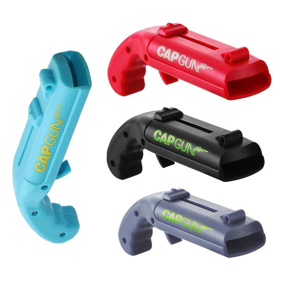 Buchklassiker Cap Gun Bottle Opener Firing Beer Shooter - Shoots Over 5 Meters (4 Colors in 1 Pack)