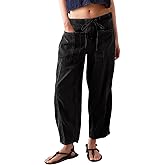 yoeasy Womens Barrel Jeans Elastic Drawstring Loose Wide Leg Cropped Denim Pants Y2k Baggy Boyfriend Jeans