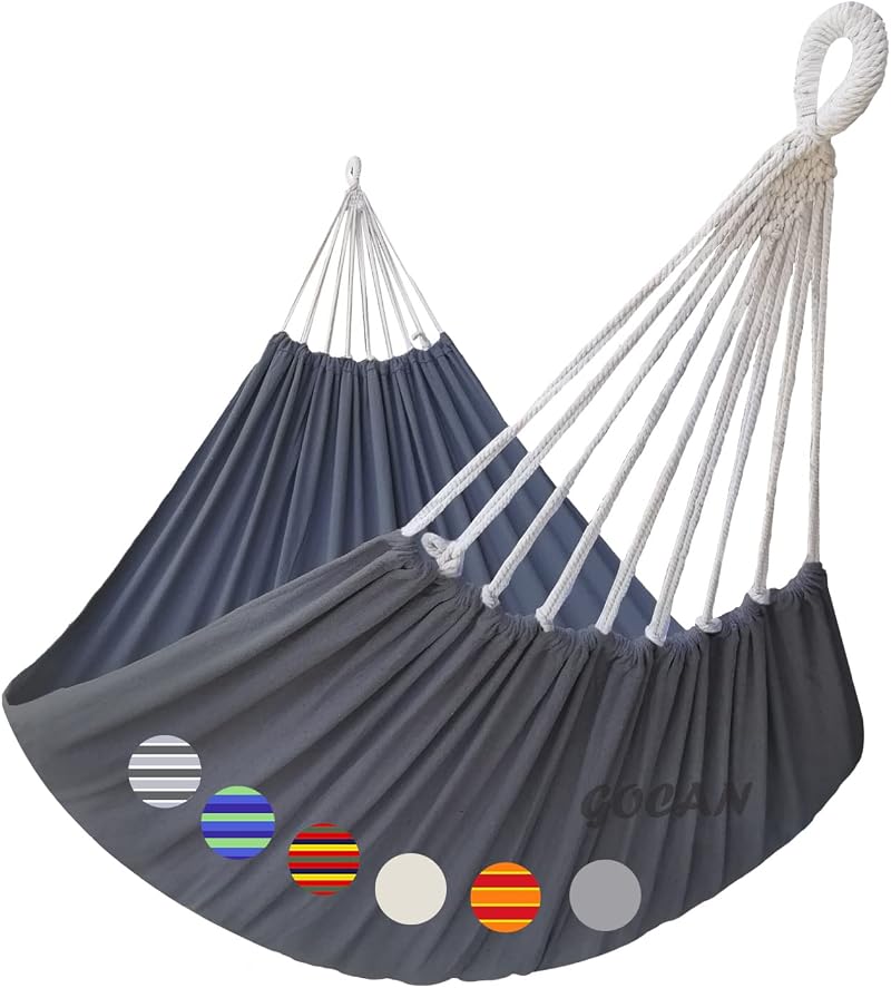 GOCAN Brazilian Double Hammock 2 Person 220x160cm Dark Grey XL 300kg