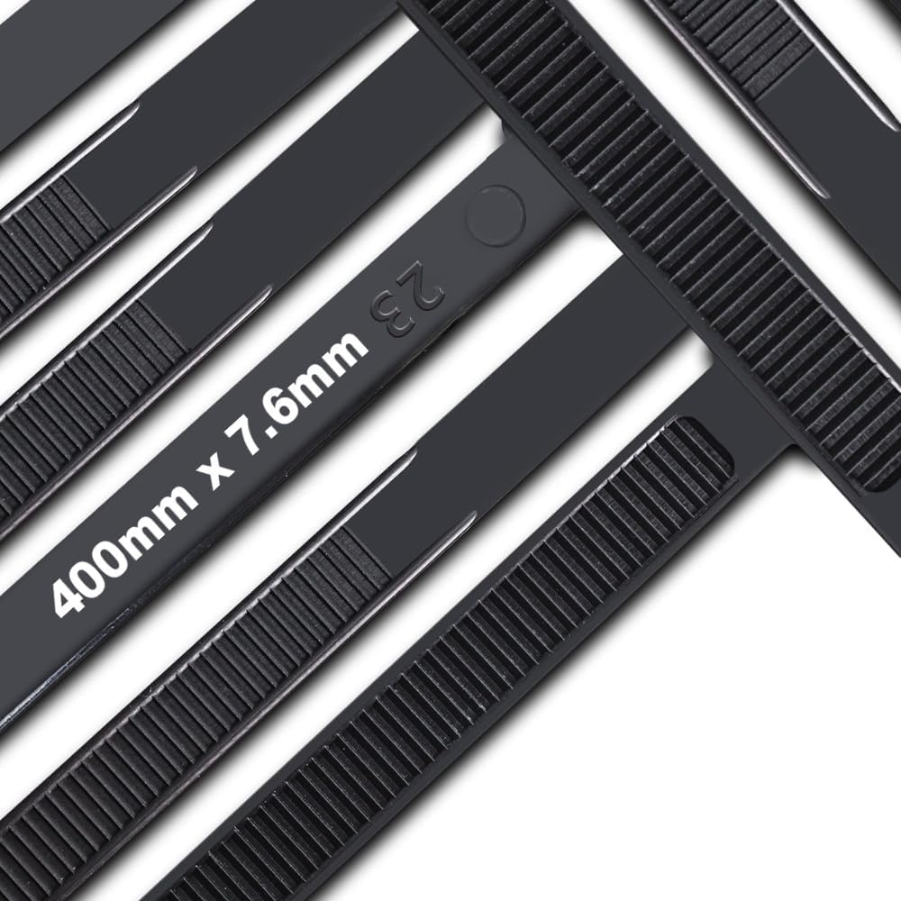 JQKX Cable Ties 400mm 7.6mm Heavy Duty 70kg UV Resistant 100P Black