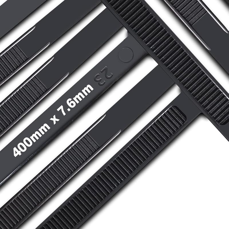 JQKX Cable Ties 400mm 7.6mm Heavy Duty 70kg UV Resistant 100P Black
