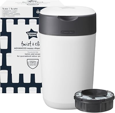 Tommee Tippee Twist and Click Nappy Bin White with Refill Cassette